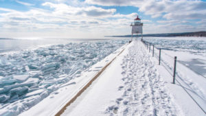 two harbors break wall winter